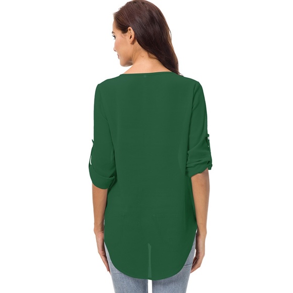 SO PRETTY!  Sheer Zipper Front Blouse - Picture 3 of 6